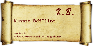 Kunszt Bálint névjegykártya