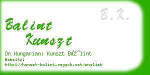 balint kunszt business card